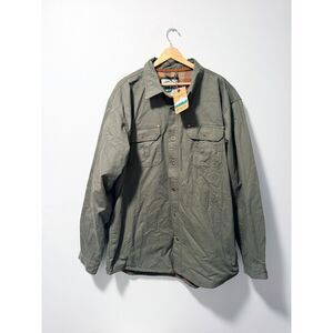 NWT Gioberti Green Flannel Lined Brushed Twill Shirt Jacket - XXL